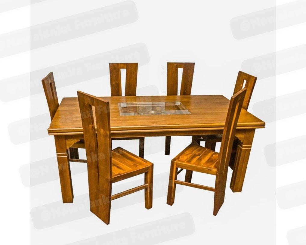 Tea Trove Dining Set - 6 seater dining set,glass top dining table,teak dining set,dining set,wooden dining set,dining table and chairs,dining set sri lanka,dining table price sri lanka,dining room furniture,furniture maharagama,nawalanka furniture